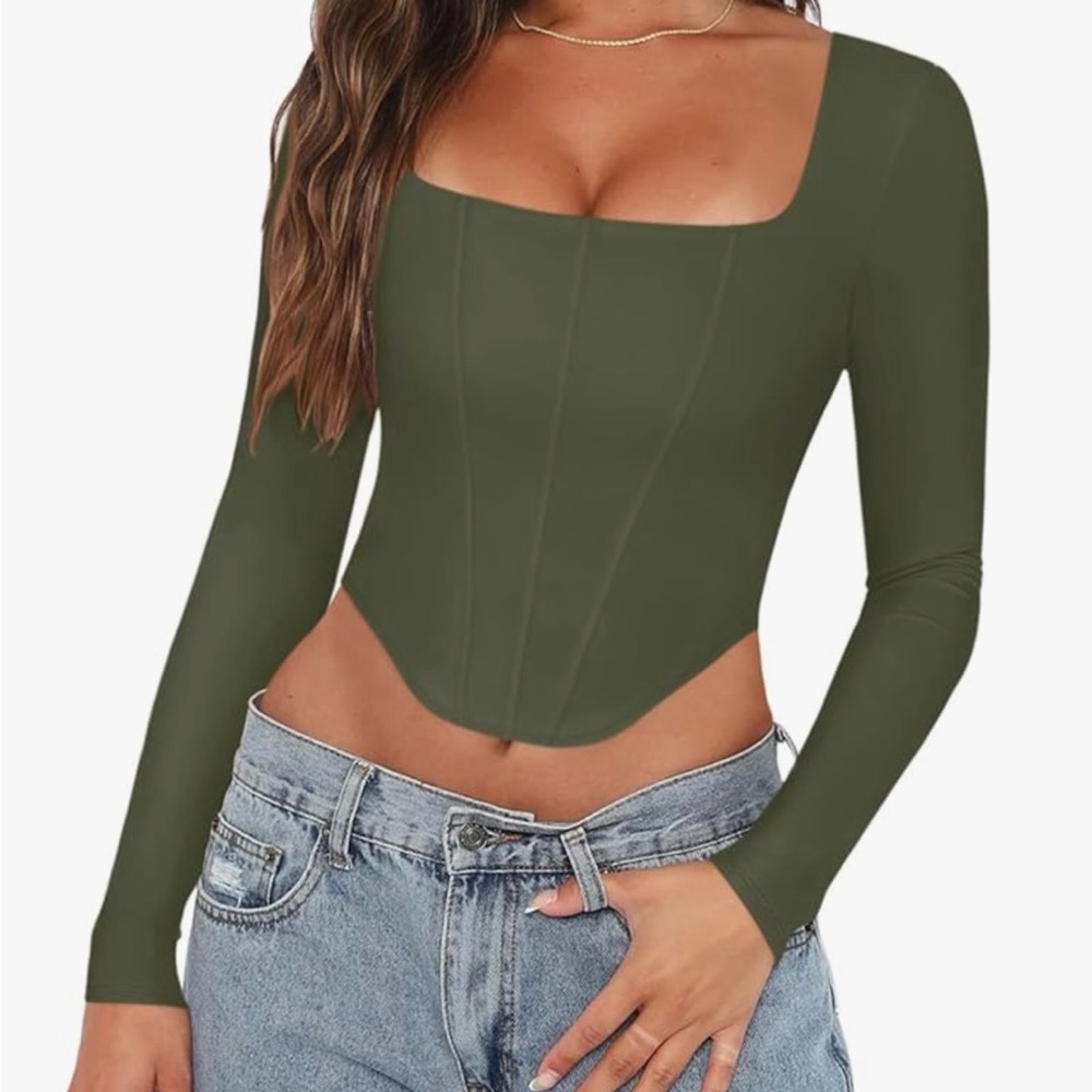 ReoRia Army Green Corset Crop Top